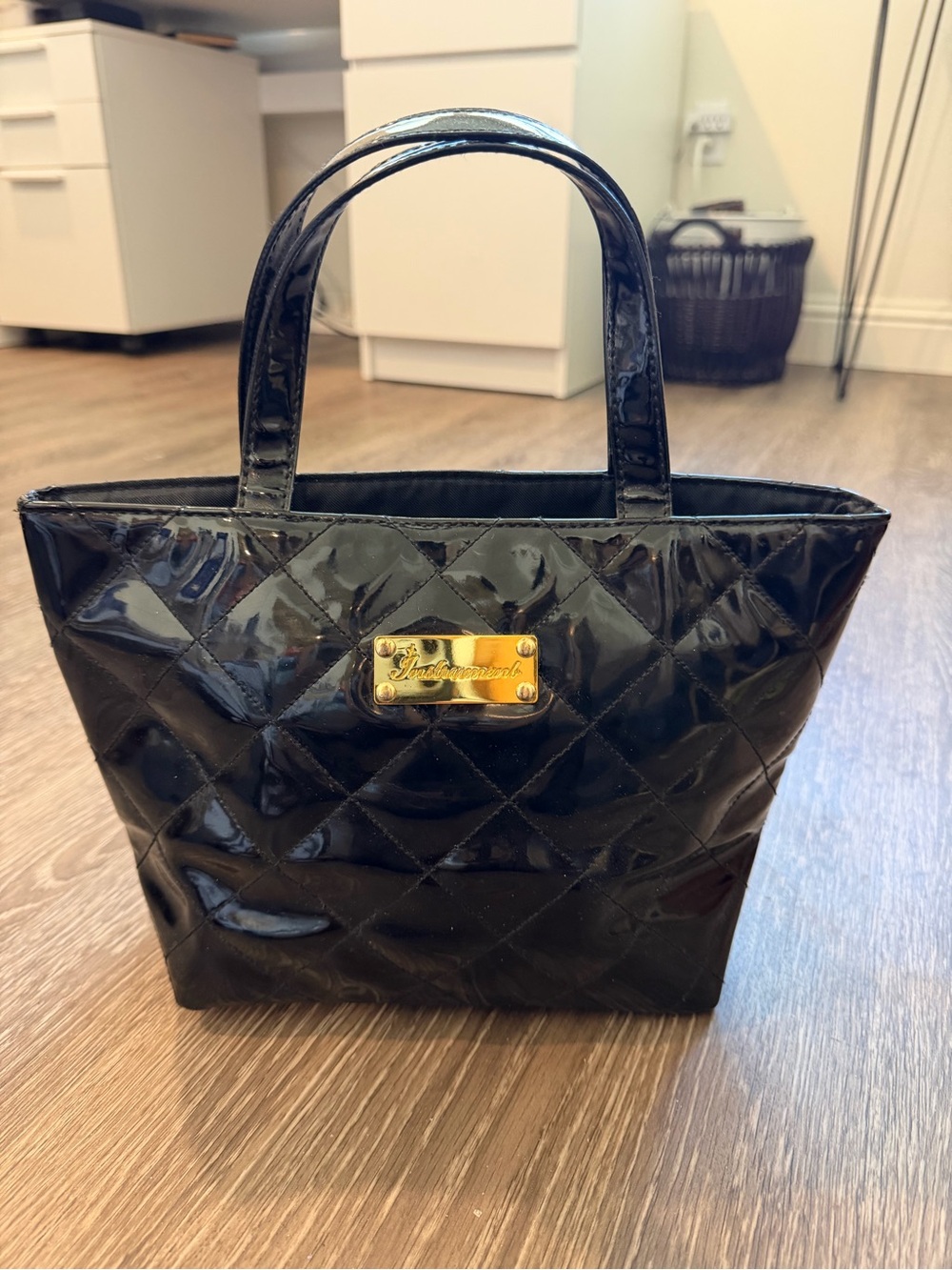 Instrument Black Quilted Patent Mini Tote Bag
